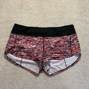 Lululemon Speed Up Shorts Size 8 Pink Orange Black Pattern Running Liner